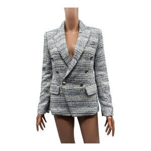 L'Agence Kenzie Tweed Plaid Silver Blazer NWOT